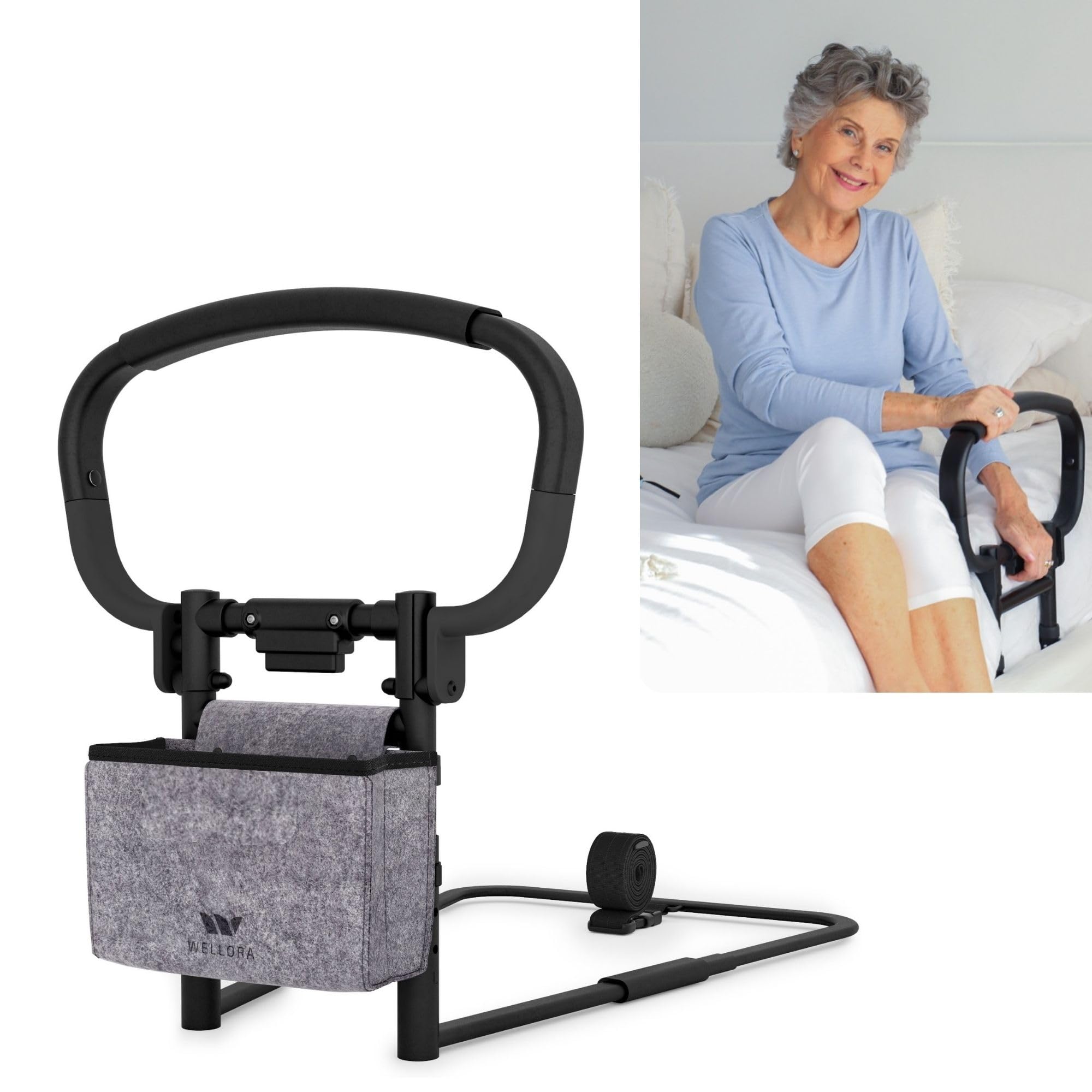 Sturdy Bed Rails for Elderly Adults Safety - Foldable & Adjustable Bed Rail - Supports up to 330lbs - Fit King, Queen, Full, Twin - Bed Guard Rail for Seniors WELLORA