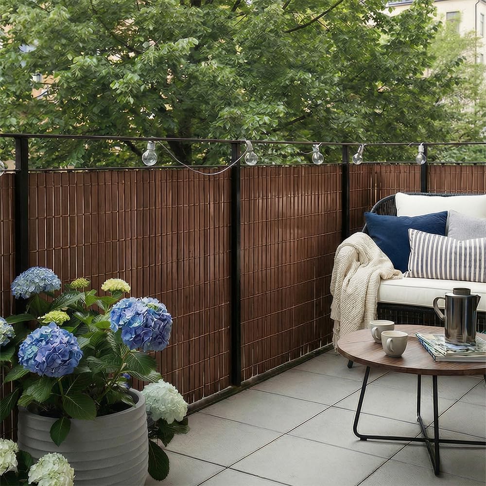 Mazovia Frangivista Balcone, Terrazzo, Giardino, PVC, 100x300 cm, Marrone, Resistente alle Intemperie e ai Raggi UV, Moderno Frangivento, Coperture Ombreggiante, Tutto L'Anno, Senza Fori