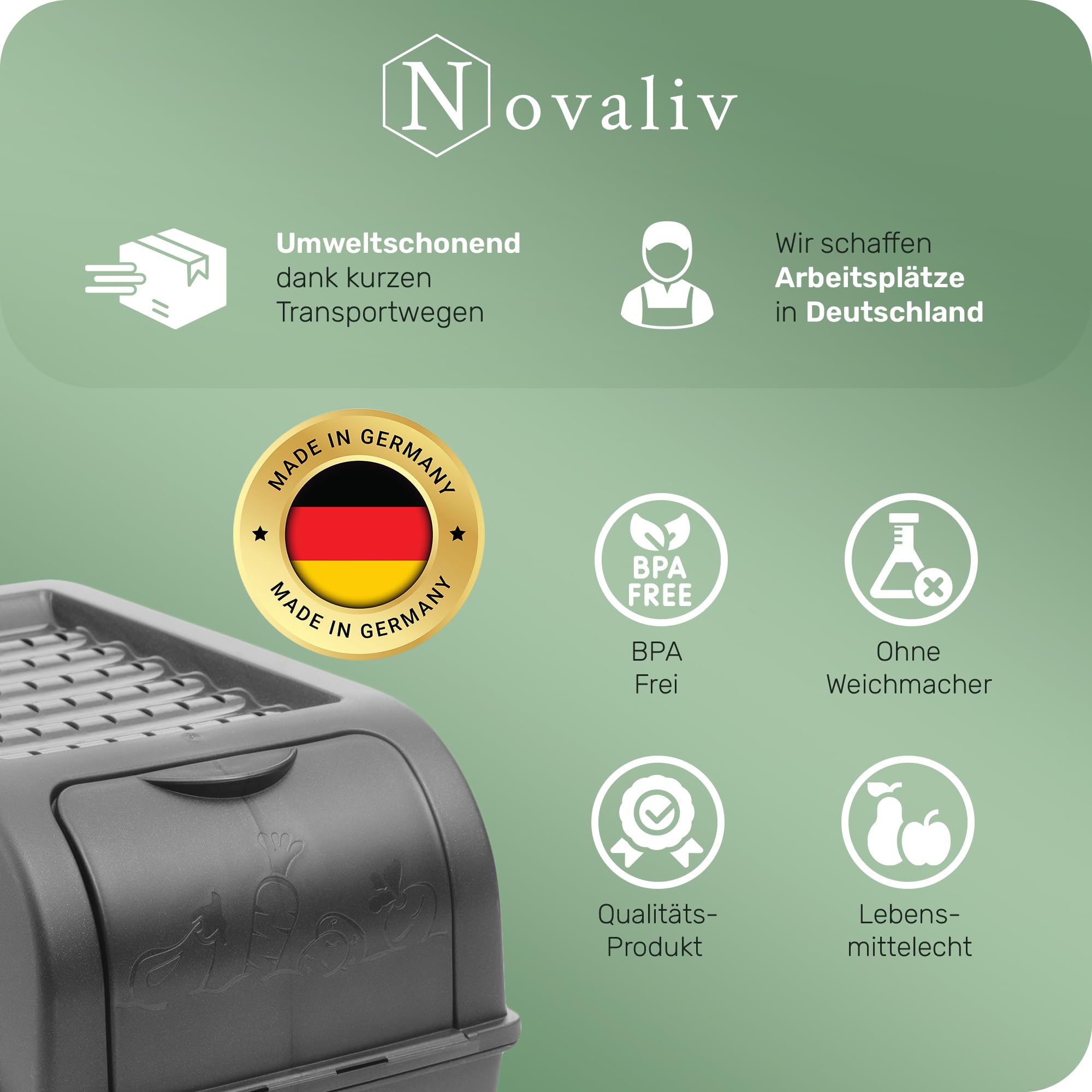 Novaliv Boîte de rangement pour pommes de terre | 2 x 5 l | Gris anthracite | Boîte à oignons et légumes empilables