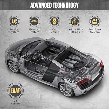 AUTOOL Smoke Machine Automotive Leak Detector, Evap Vacuum Smoke Diagnostic Tester, Pipeline Fuel Leakage Detector Compatible with 12V Vehicles