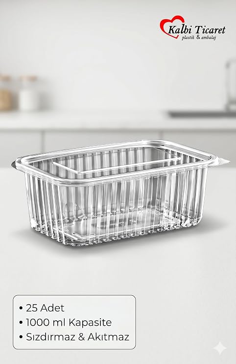 Plastic Storage Container 1000 gr 25 Plastic Lid Bowl Leak Proof Container Transparent Use Horse Bowl