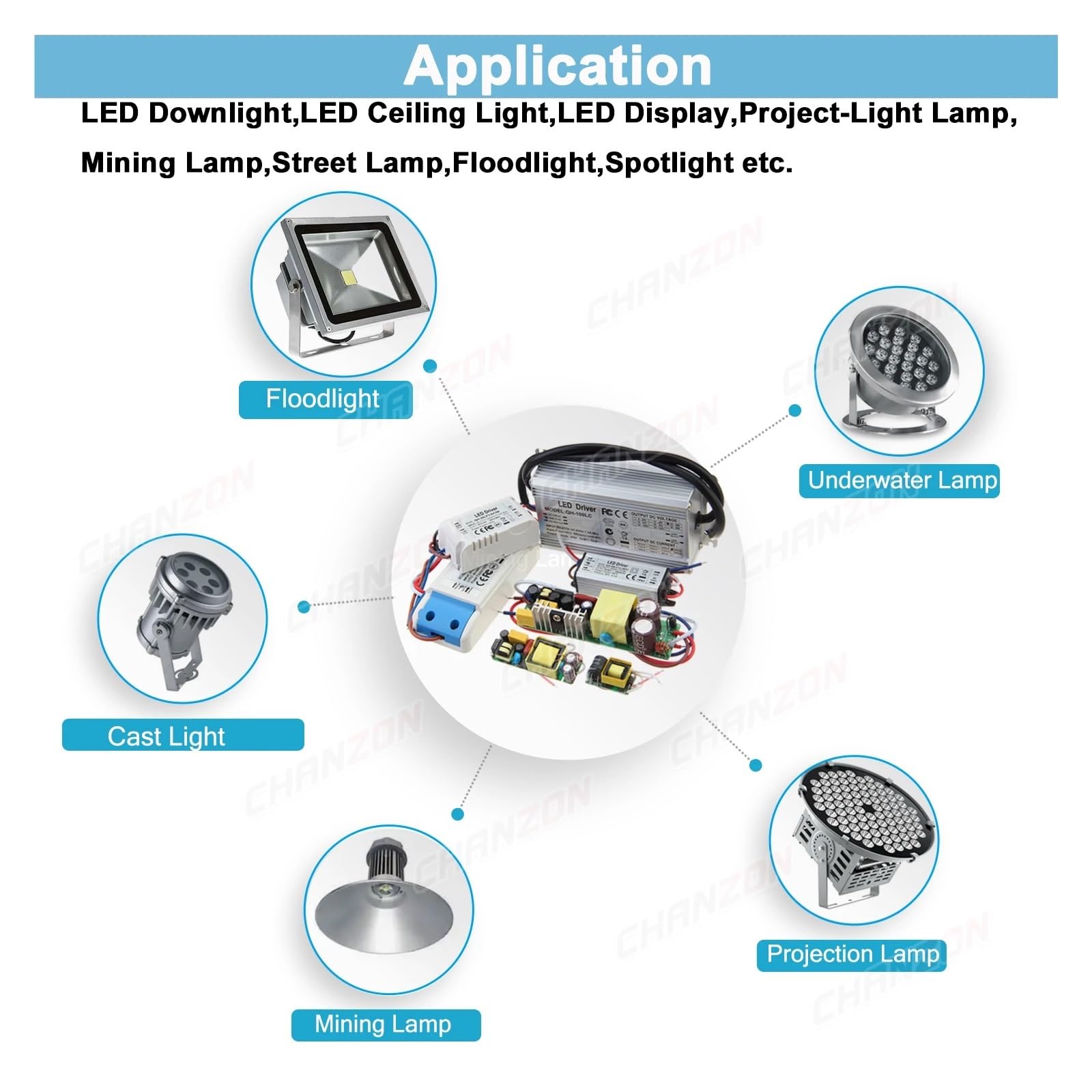 Sterownik LED, Sterownik LED o stałym prądzie, wodoodporny IP67 1W 3W 5W 10W 20W 30W 36W 50W 100W AC 100V-240V Transformator oświetleniowy wejściowy(450mA 39 to 83V 36W)