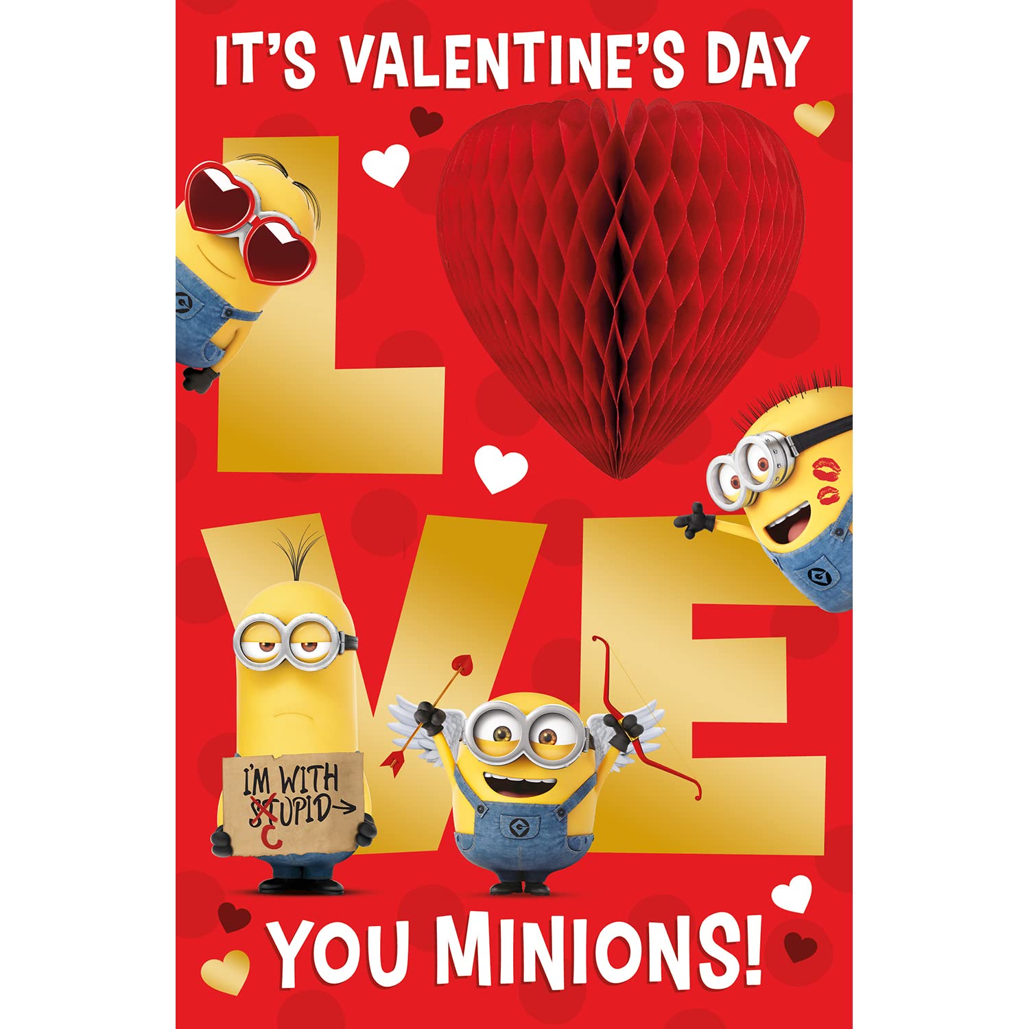 Despicable Me Valentine's Day Card, Love You Minions! Valentines Day Card for Him, Husband, Boyfriend, Her, Wife, Girlfriend, Funny Cute Cartoon Card