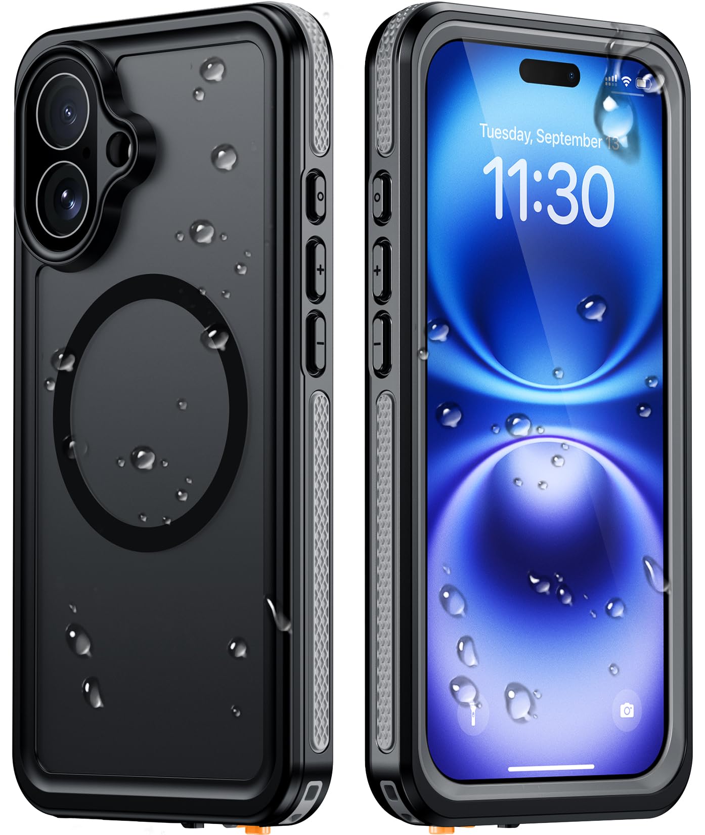 Temdan Designed for iPhone 16 Case Waterproof, Black
