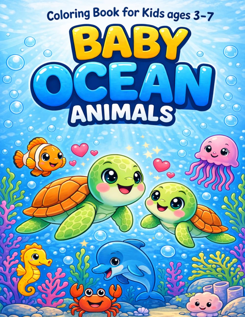 Ocean Animals Coloring Book for Kids Ages 3-7: Cute and Easy Ocean Animals, Marine Life and Underwater Sea Creatures for Toddlers and Preschoolers , ... (My First Ocean Animals Coloring Book Series)