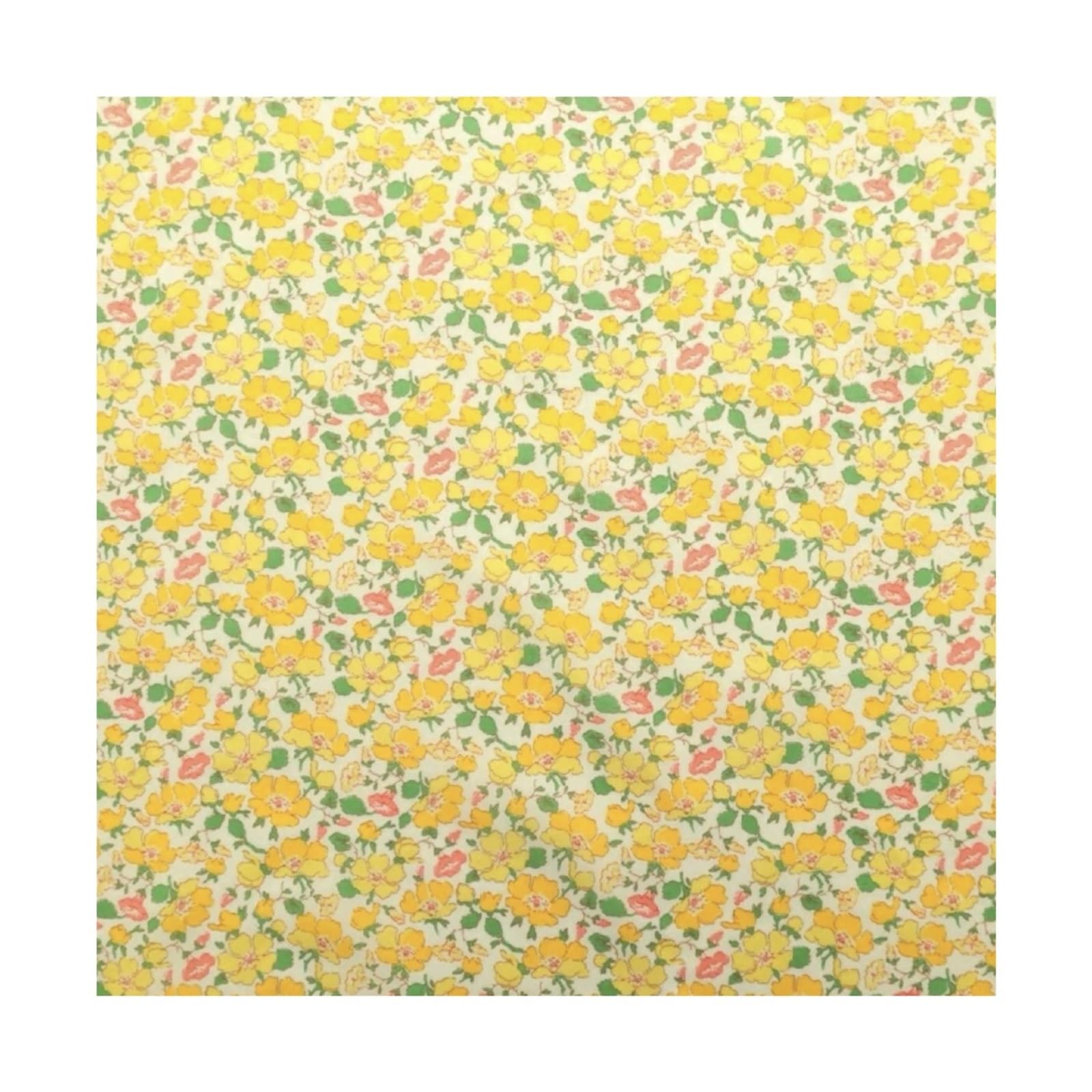 Tela Estampada Encantadora tela de algodón con estampado floral multicolor estilo vintage ideal for coser blusas, faldas y obras arte hechas a mano(YELLOW,100x145cm)