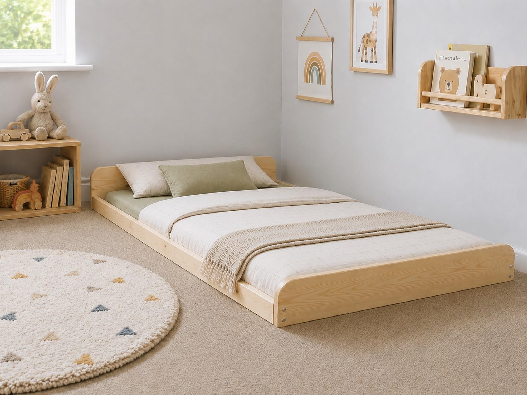 STRICTLY BEDS&BUNKS Leon Montessori Solid Pine Bed Frame 4ft 6 (Natural, Double) โ image 1