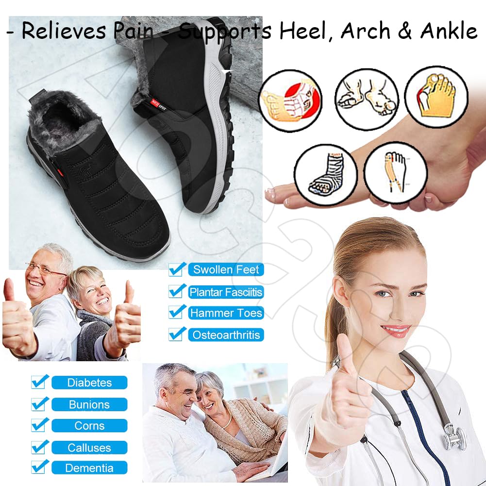 Zapatos Extra Ancho Mujer Invierno Cálidas Zapatos Especiales para Juanetes Mujer de Osteoartritis Zapatos Ancho Especial para Pies Delicados Antideslizantes y Cómodos,Negro,41/255mm