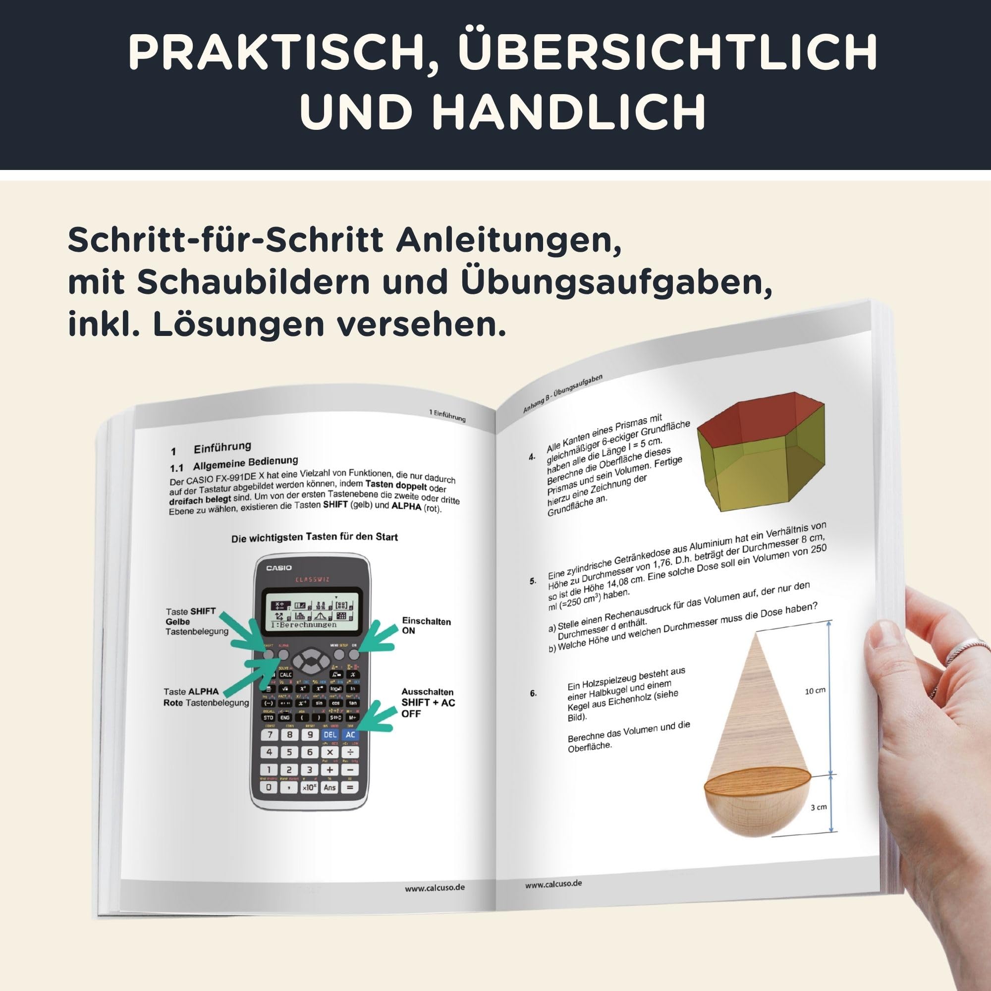 Casio fx-991DE X inkl. Schutztasche Blau & Fachbuch (128 Seiten, DIN A5