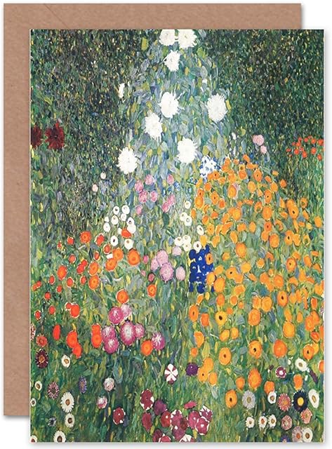 Gustav Klimt Flower Garden 1907 Old Master Painting - Blank Greeting Card CP1109