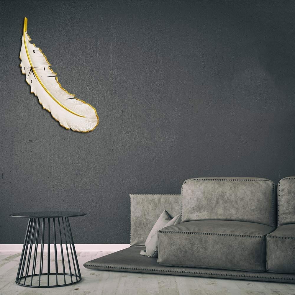 Applique Murale Plume Horloge Appliques Murales Lumière Plumage Résine Mur Tricolore Gradation LED Allée Couloir Restaurant Bar Hôtel Café Chambre Étanche
