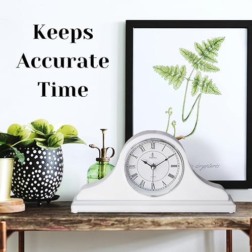 Miniatura 26 de Reloj de repisa a pilas – Reloj de manto de madera, rústico verde azulado para decoración de sala de estar, sobre chimenea, oficina, estante