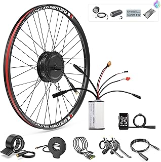 BAFANG Kit Moteur Roue Avant 500W 48V Kit de Conversion de Velo Electrique Largeur d'installation:100mm, G020 Brushless Geared Front Hub Motor Kit 26