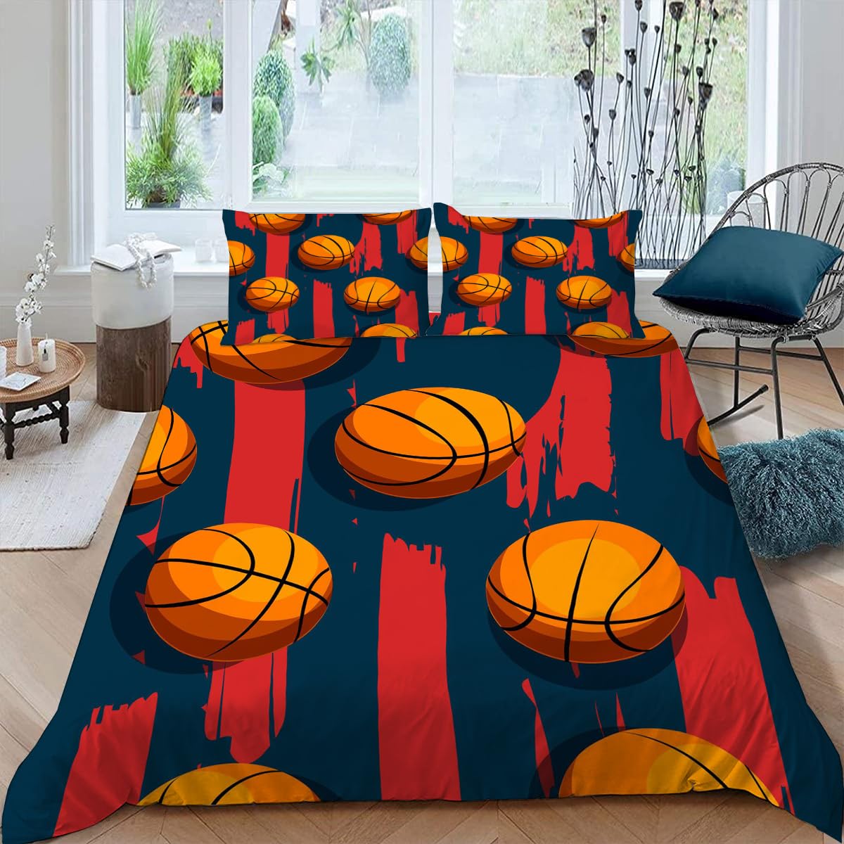 Housse de couette basketball microfibre douce avec fermeture éclair solide