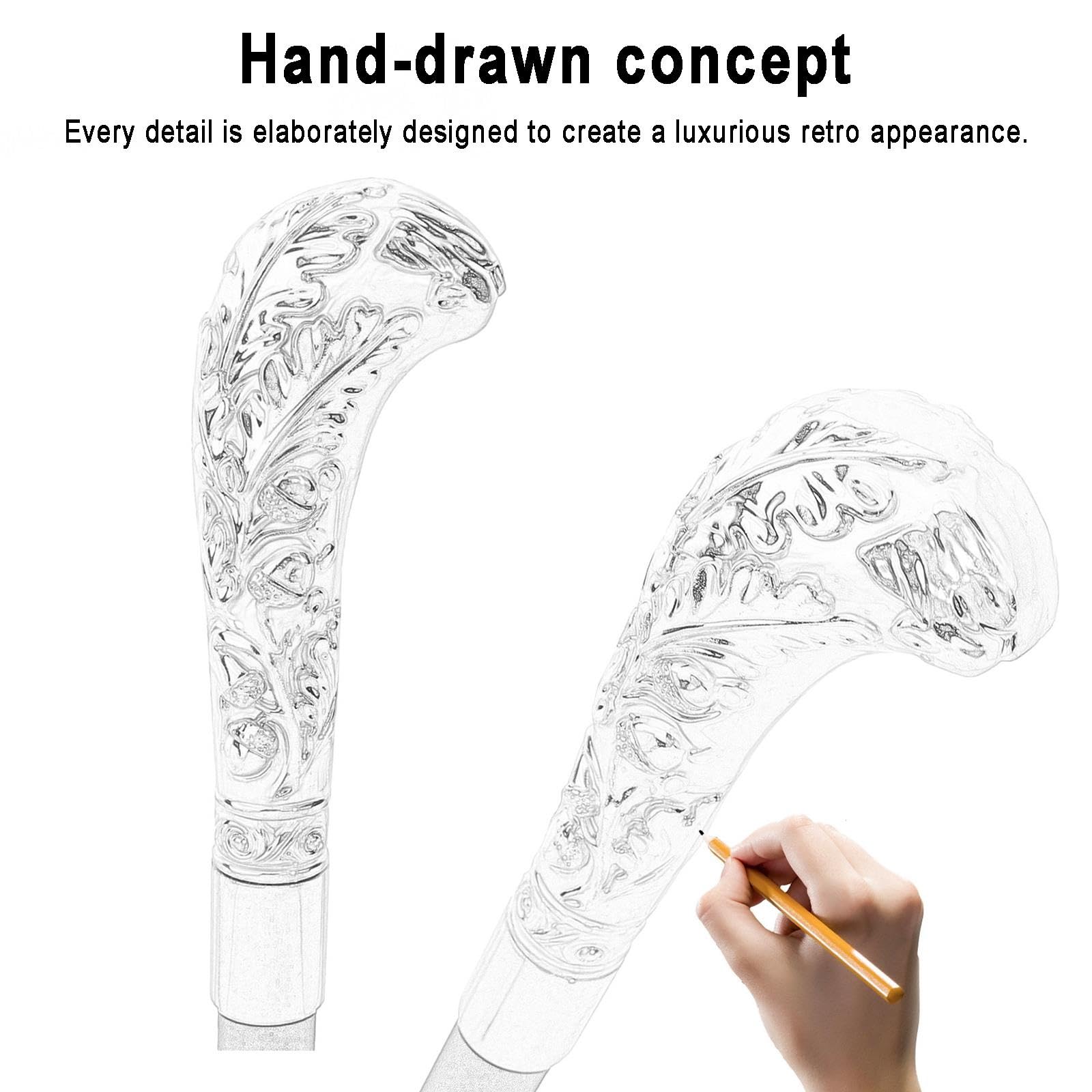 Elegante Bastón de Paseo Metálico con Motivo Tallado a Mano Unisex