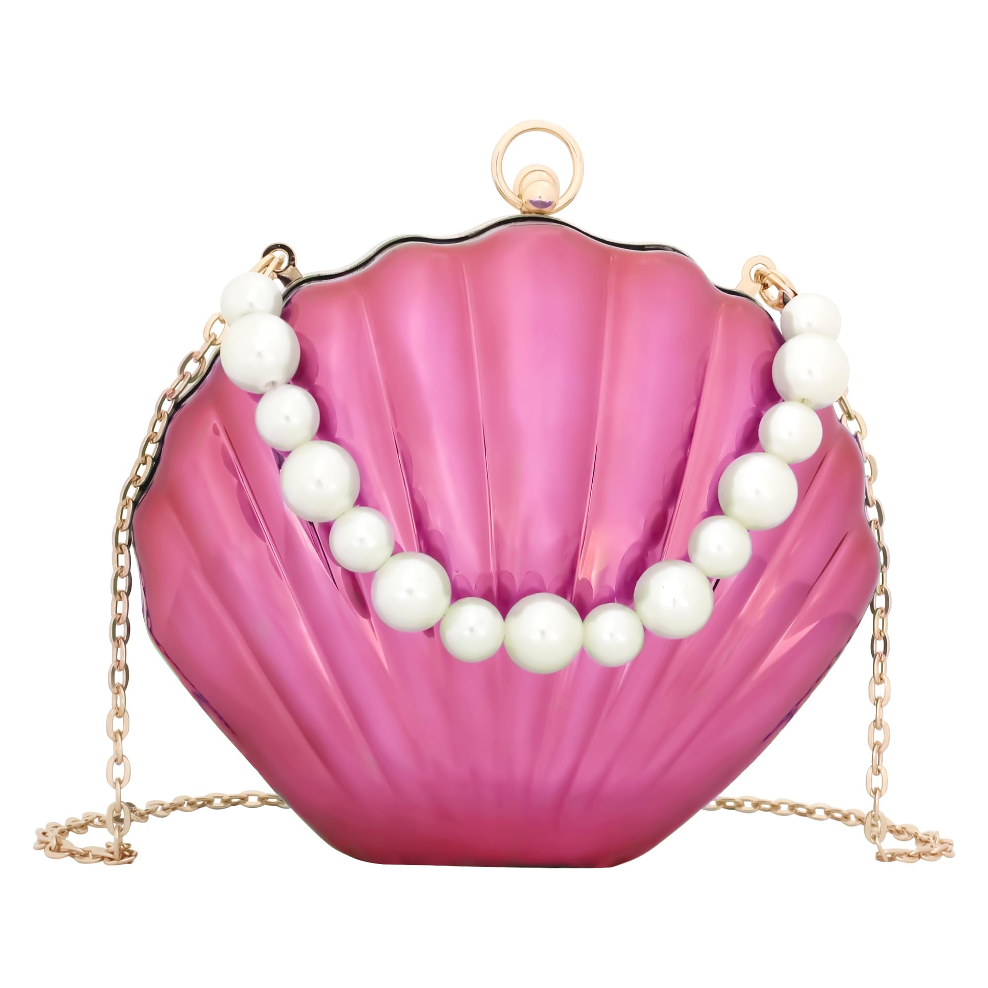 MEGAUK Bolso de mano para mujer, brillante, con cadena, para bodas, fiestas de boda, 07667 Rosa, One size