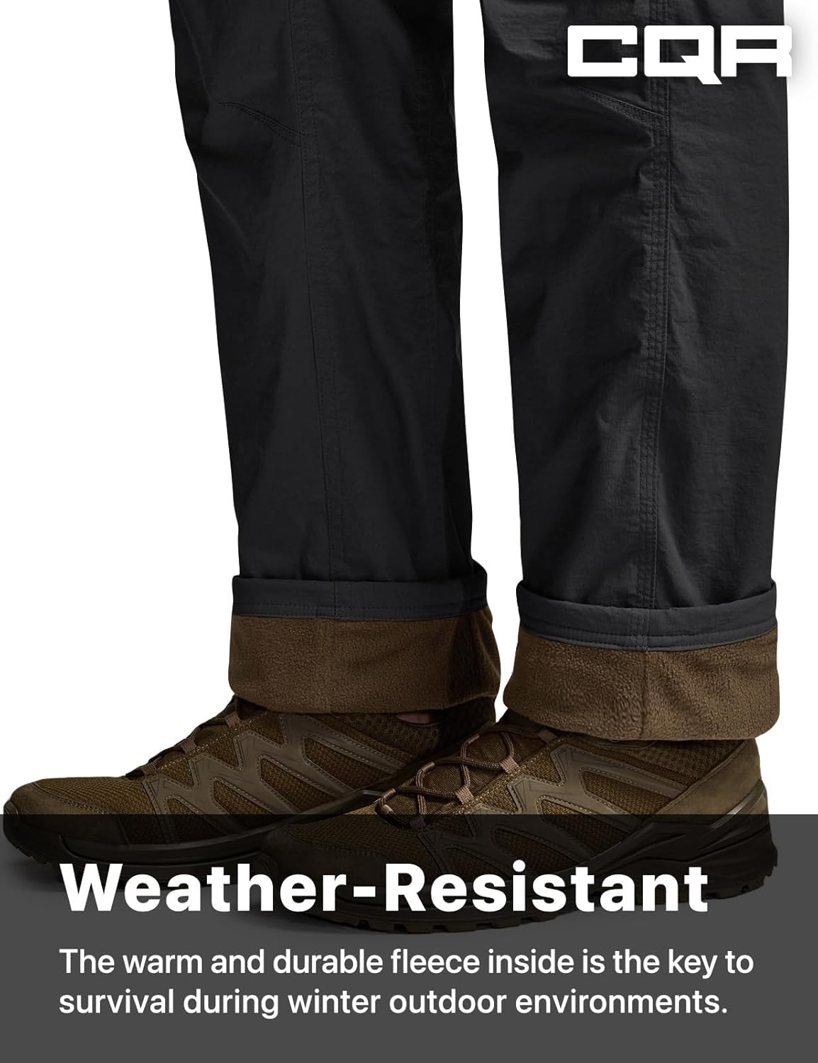 CQR Men's Winter Fleece Lined Pants, Water-Resistant Outdoor Stretch Work Pants, Windproof Casual Pants with Pockets - Image 8
