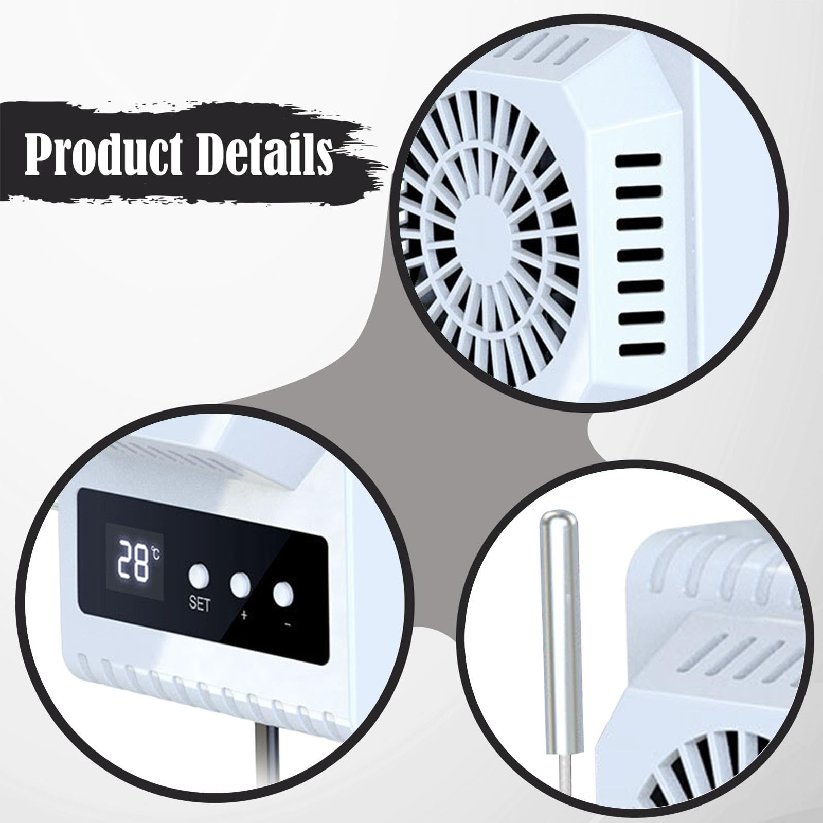 Terrario para Reptiles con Funciones Ajustables, Ventilación Silenciosa, Pantalla Digital Y de Calefacción de Bajo Consumo Energético para El, Blanco, Individual