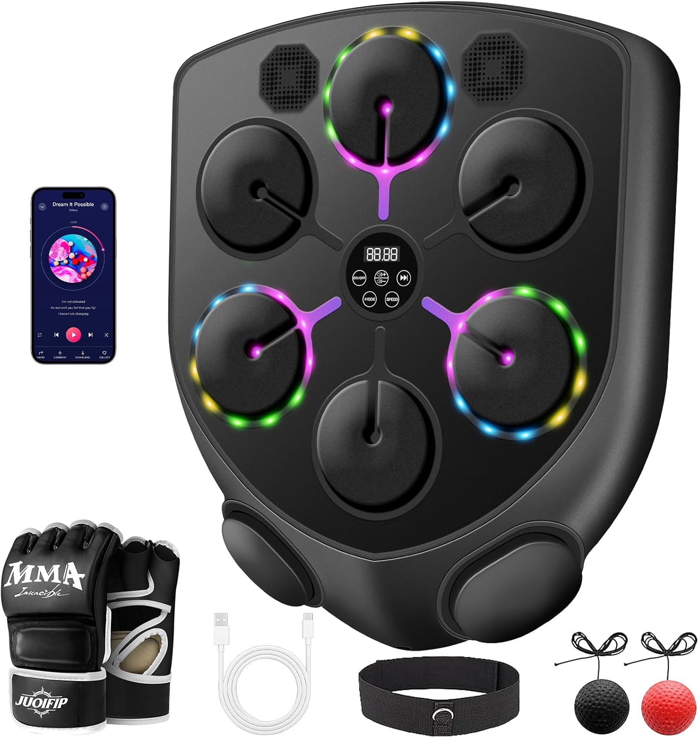 Music Boxing Machine,Smart Boxing Machine for Adults with Boxing Gloves,9 Modes & 9 Speeds Wall Mounted Music Punching Machine for Home Gym Office Workout