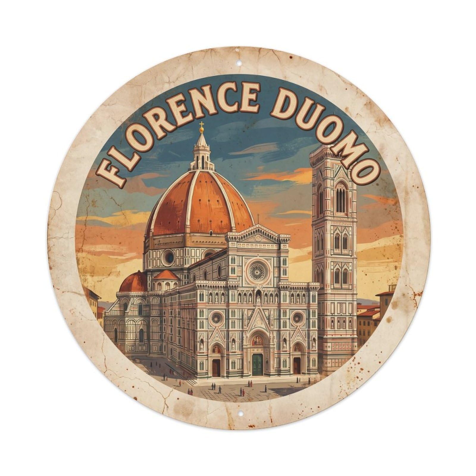 Olhnbad Style Duomo Culture Florence Travel Heritage City Metal Tin Sign