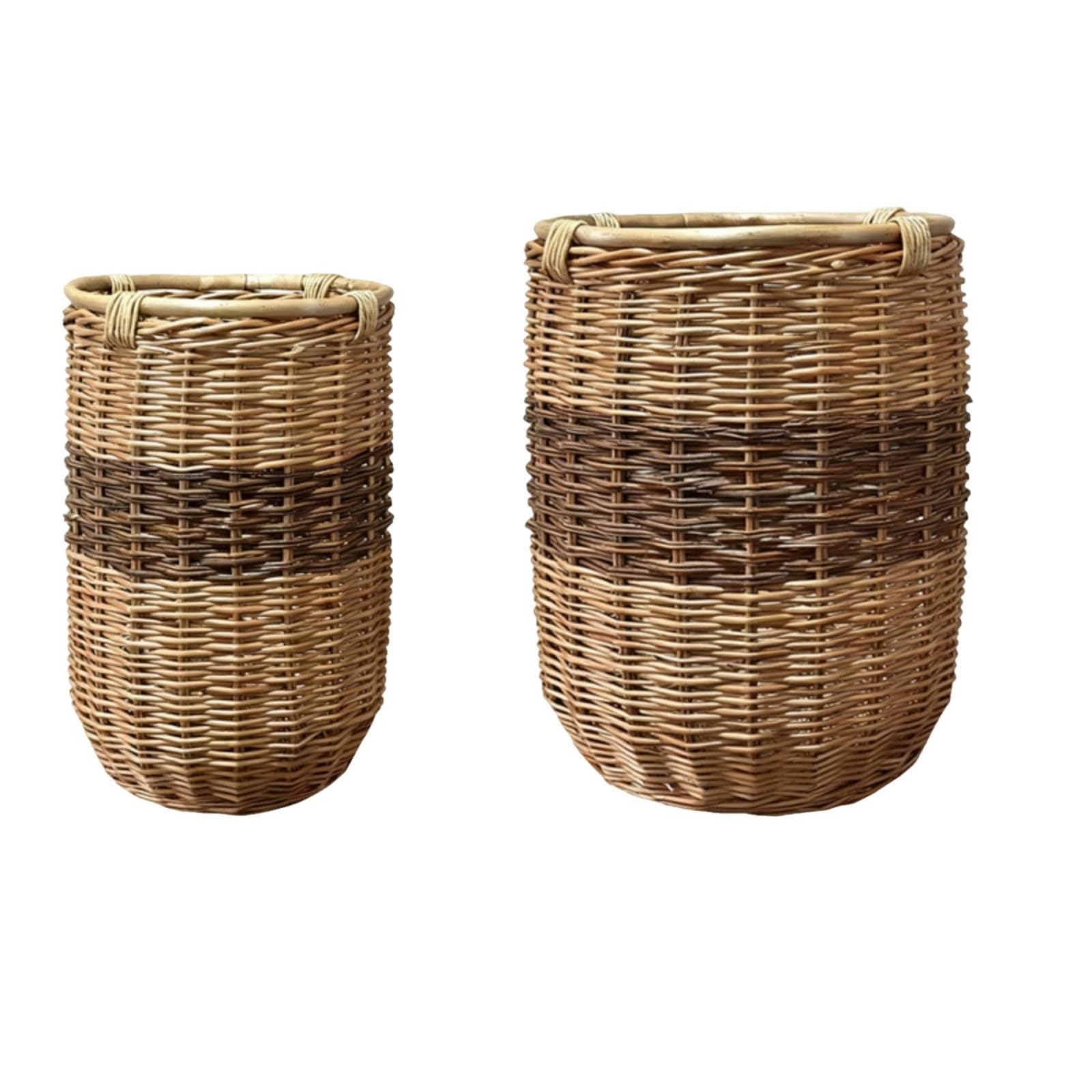 2 Pezzi Vaso in Viminio Naturale Coprivaso Decorativo in Rattan Decorazione Doppitezza Vaso Intrecciato Rattan per Vetrina, Set Di 2 Cesti Piccolo + Grande