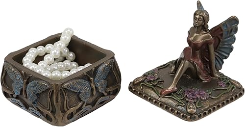 Miniatura 5 de Ebros - Joyero decorativo Art Nouveau Fantasía Mariposa Mariposa Hada Fae Magical Secret Garden Joyero Hadas Deseando Hadas Coleccionables Pequeña