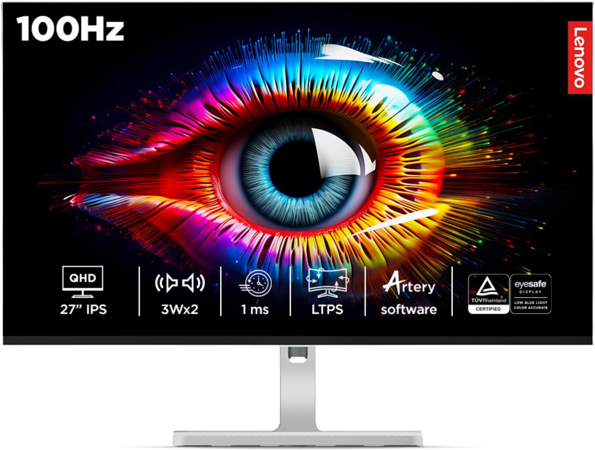 L-Series 27 inch (68.5cm) QHD IPS Monitor| 100Hz, 1ms, FreeSync, 99% sRGB, 90% DCI-P3, 3Wx2 Speakers, 2X HDMI 2.1, 1x DP 1.4, Tilt, Swivel, Pivot Height Adjust Stand, Grey, L27q-4A
