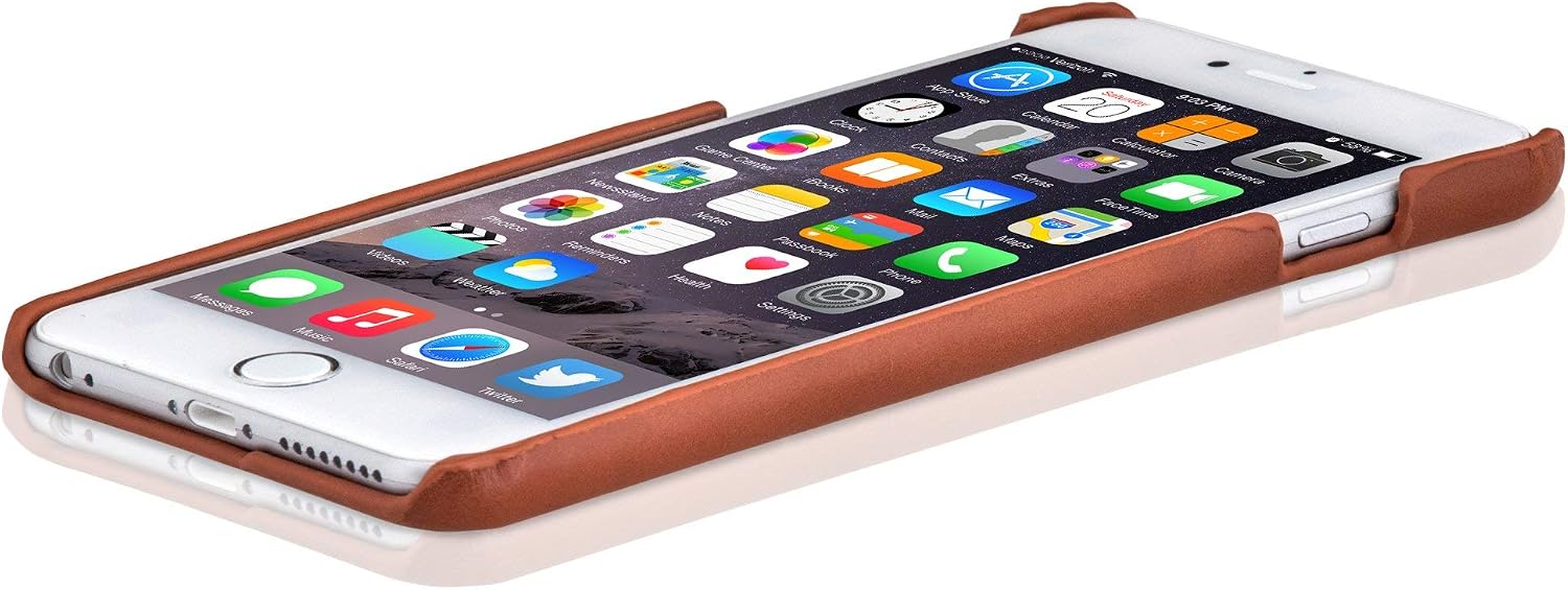 iPhone 6 / 6s Plus Leather Case Back Cover Brown - KANVASA One Ultra Thin Case for iPhone 6 / 6s Plus (5.5 inch) - Made from Real Genuine Leather - Optimal Protection & Premium Leather