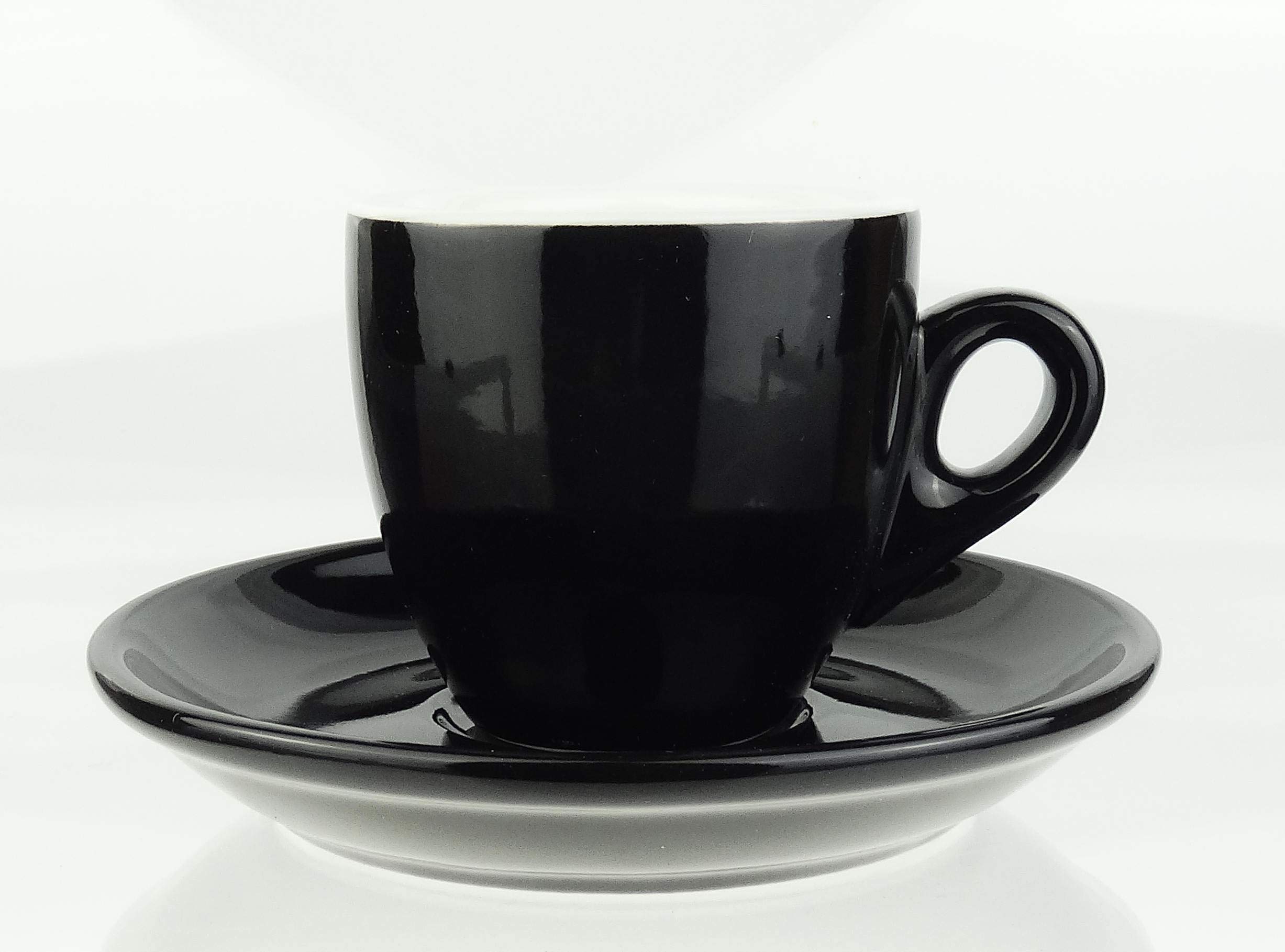 Extra dickwandige Espressotassen | 0,8 cm Wandstärke | Farbe: schwarz | 6 Tassen + 6 Untertassen