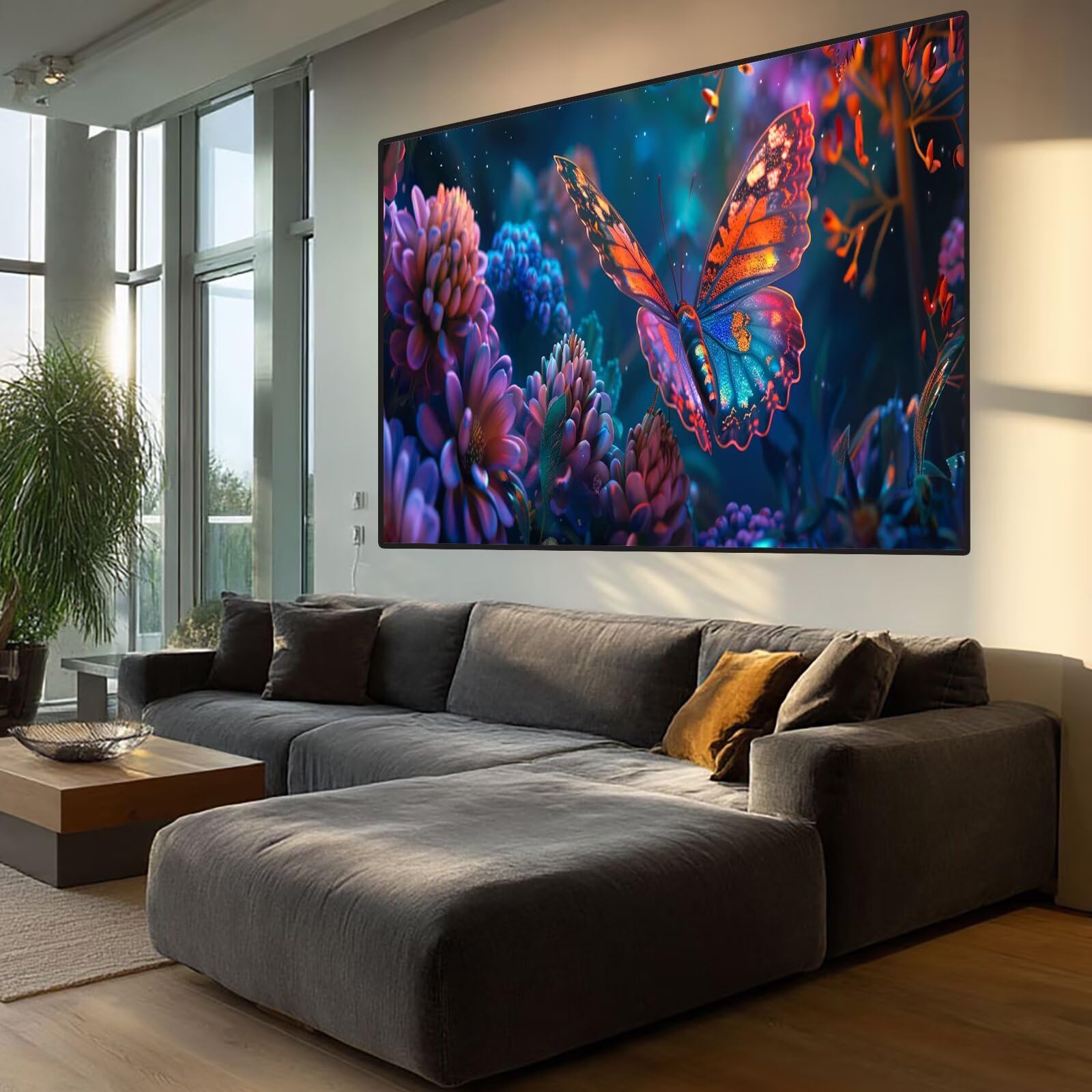 Diamentowy obraz motyl diament malarstwo dla dorosłych duży rozmiar 60 x 180 cm ogród haft diamentowy pełny zestaw, 5D aktywność ręczna malowanie diamentowe ścieg krzyżykowy do dekoracji ścian