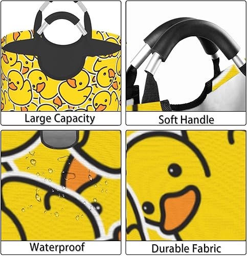 Miniatura 3 de Cesta de almacenamiento de patos de goma con diseño de patos de dibujos animados amarillos, cesta organizadora de ropa, juguetes para el hogar,