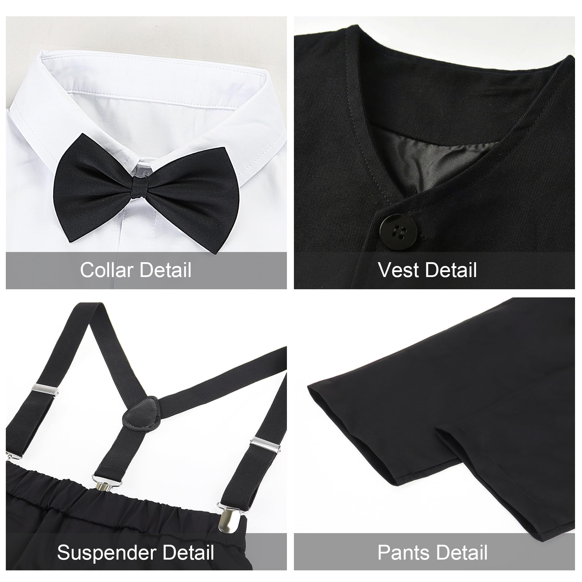 4tlg Baby Jungen Bekleidungssets Langarm Hemd + Hose + Weste + Fliege Krawatte Kinder Anzug Gentleman Anzüge Festliche Taufe Hochzeit