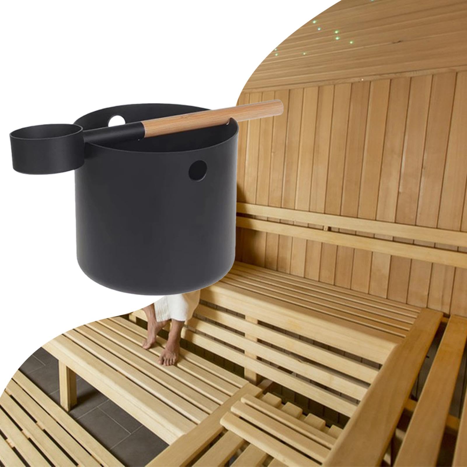 Set Secchio E Mestolo per Sauna da 5 Litri, Robusto Secchio per Acqua per Appartamento, Doccia, Hotel