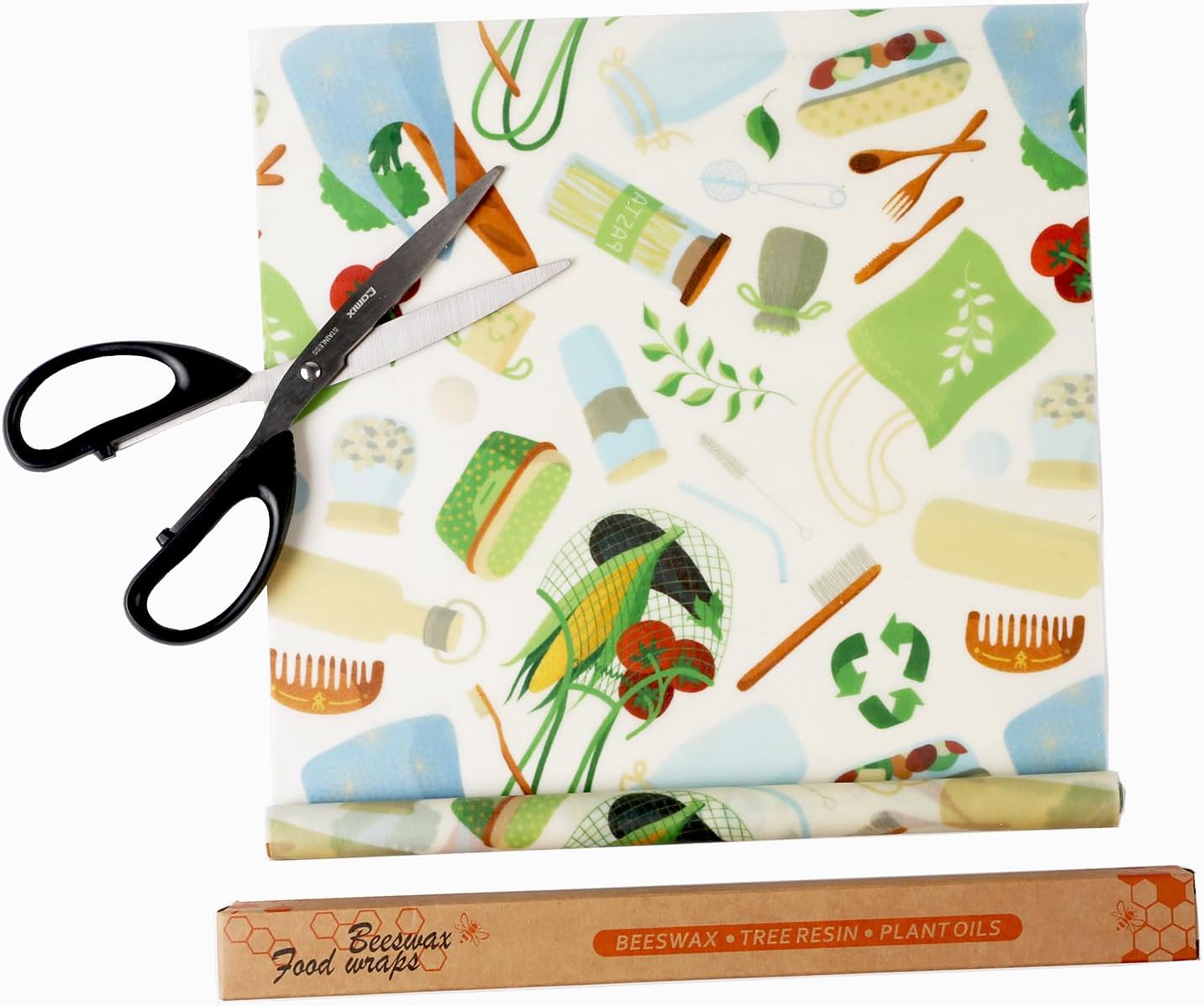 Organic Beeswax Wraps for Food-12 x 40″ Reusable Beeswax Wraps Roll for Food Preservation & Storage Eco-Friendly Food Wraps Sustainable Food Storage Wraps for Cheese, Sandwich, Bread