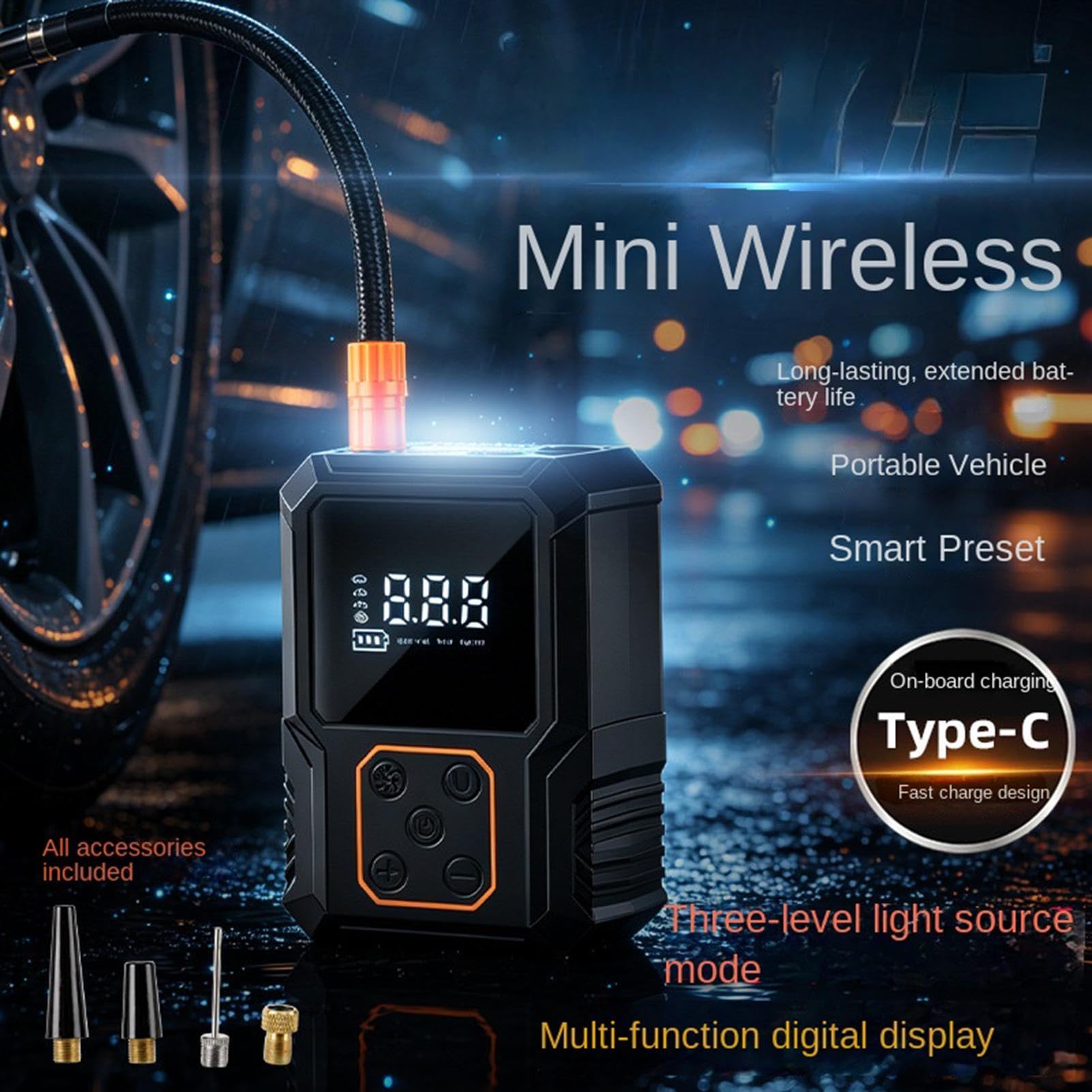 Wiederaufladbare Luftpumpe Mini Smart Wiederaufladbares Aufblasgerät | Kabellose Luftpumpe Für Zuhause, Pannenhilfe, Garage, Outdoor, Reisen, Sport, , Schwimmhilfen, Luftmatratze, Fahrzeuge