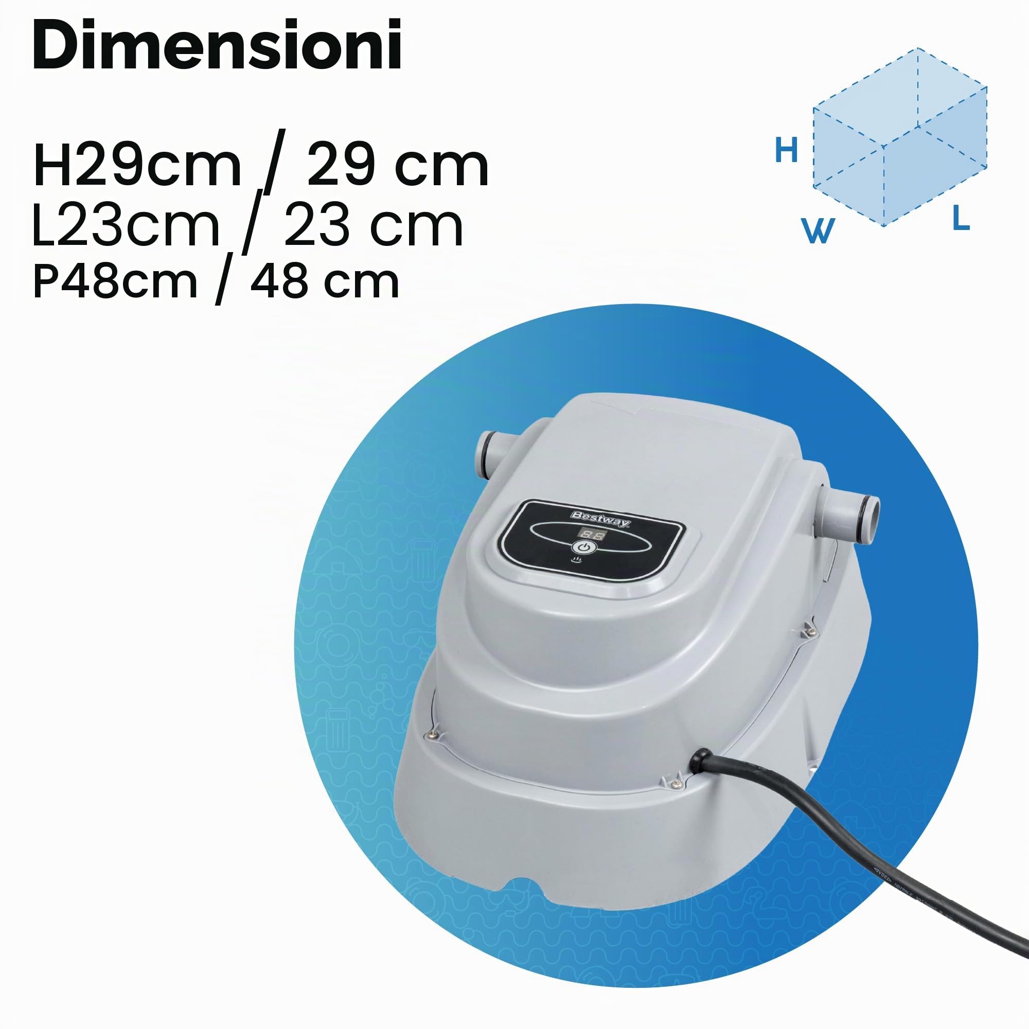 Bestway Riscaldatore per Piscine Fuori Terra, Adatto per Piscine da 4,6 m, Grigio