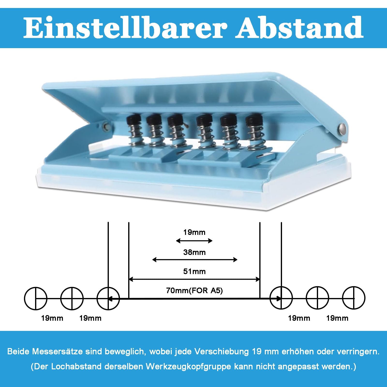 6-gaats Papierperforator, Losbladige Papierperforator voor A4 A5 B5 Notebook Plakboek, Capaciteit voor 2 Vellen, gatdiameter: 5,5 Mm (Roze