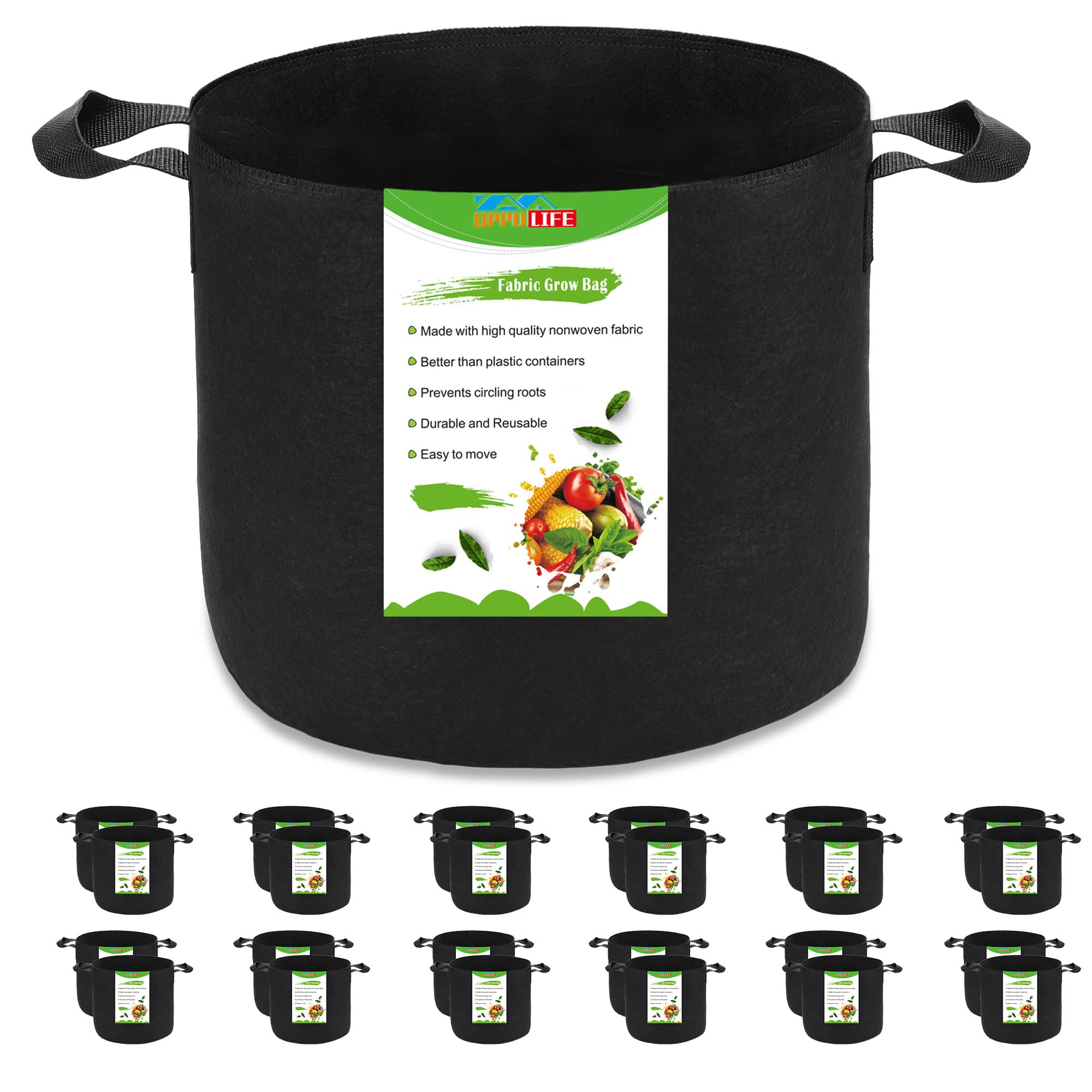 24-Pack 7 Gallon Grow Bags, Heavy Duty Aeration Fabric Pots with Handles for Garden and Planting, Pots for Plant