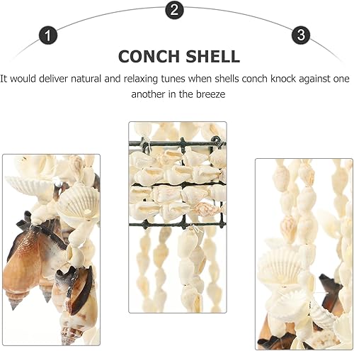 Miniatura 7 de Garneck Carillón de viento de concha de chula natural, campana de viento decorativa para vacaciones, adorno colgante náutico para decoración del