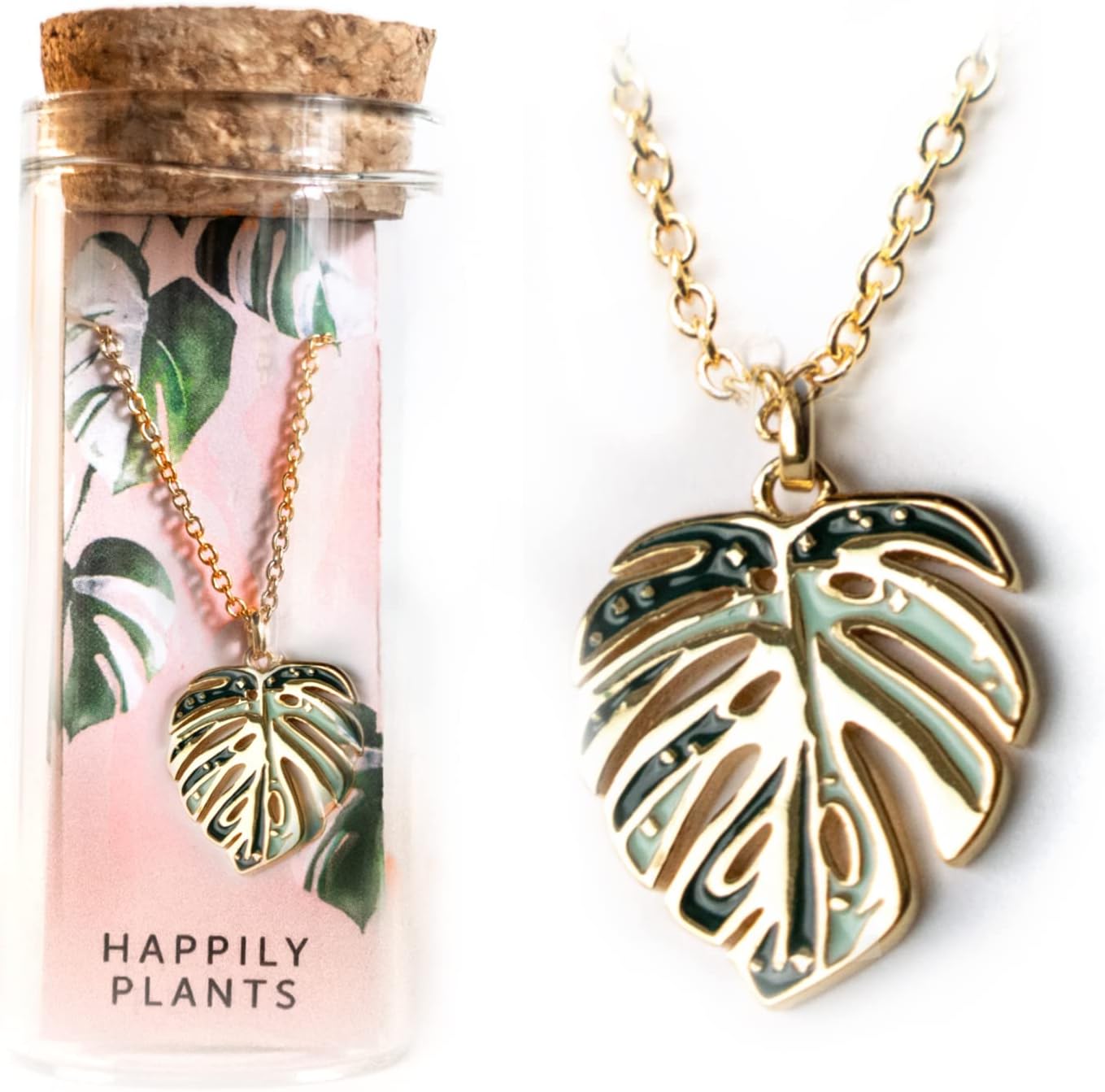 Variegated Monstera Albo, Thai Constellation Leaf Necklace, 18k Gold Monstera Albo Thai Constellation Earring Studs for Women, Men • Plant Gifts, Sterling Silver…