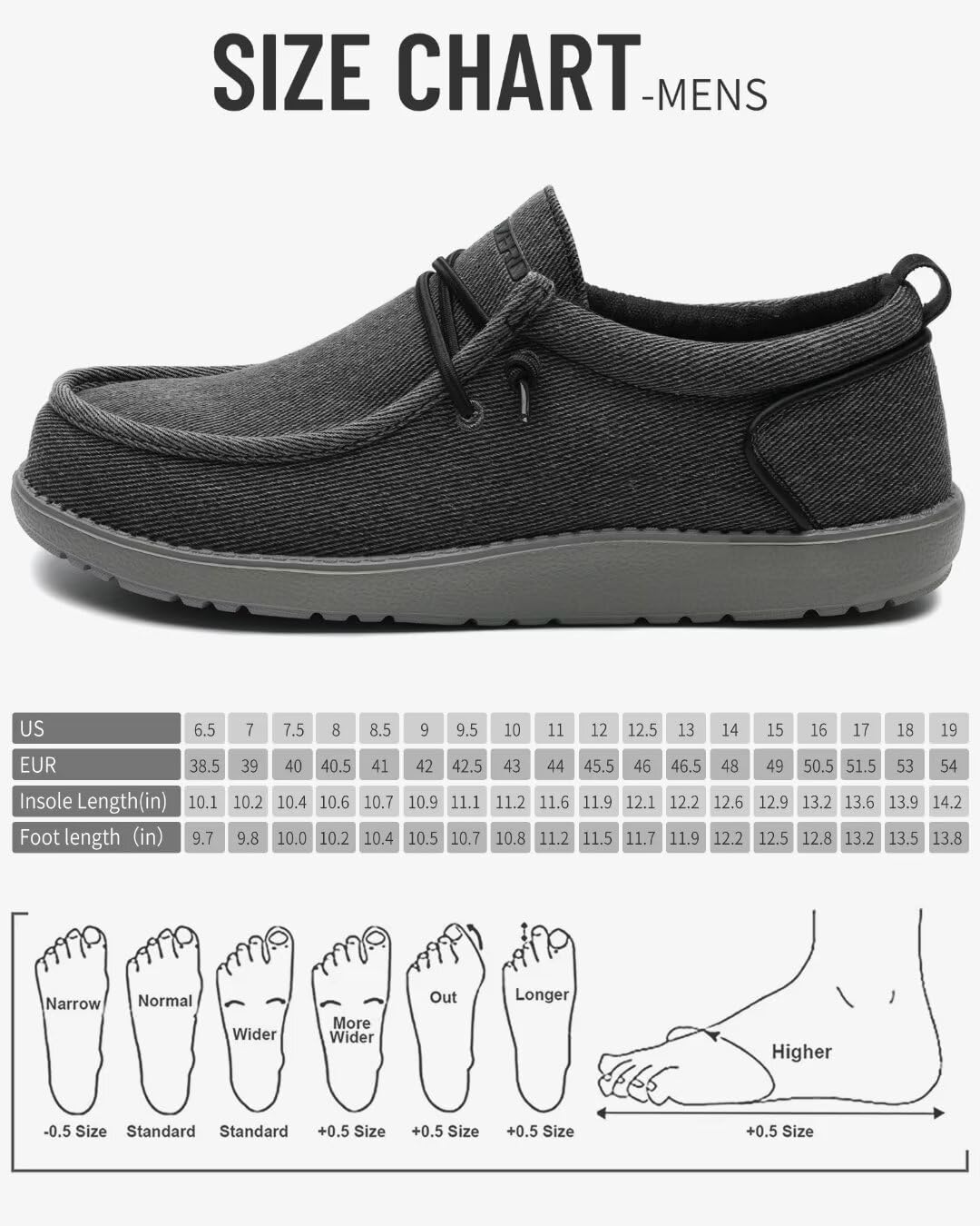 1TAZERO Men's Extra Wide Slip-On Shoes 4E-6E Wide Walking Orthopedic with Arch Support for Wide Fit Plantar Fasciitis