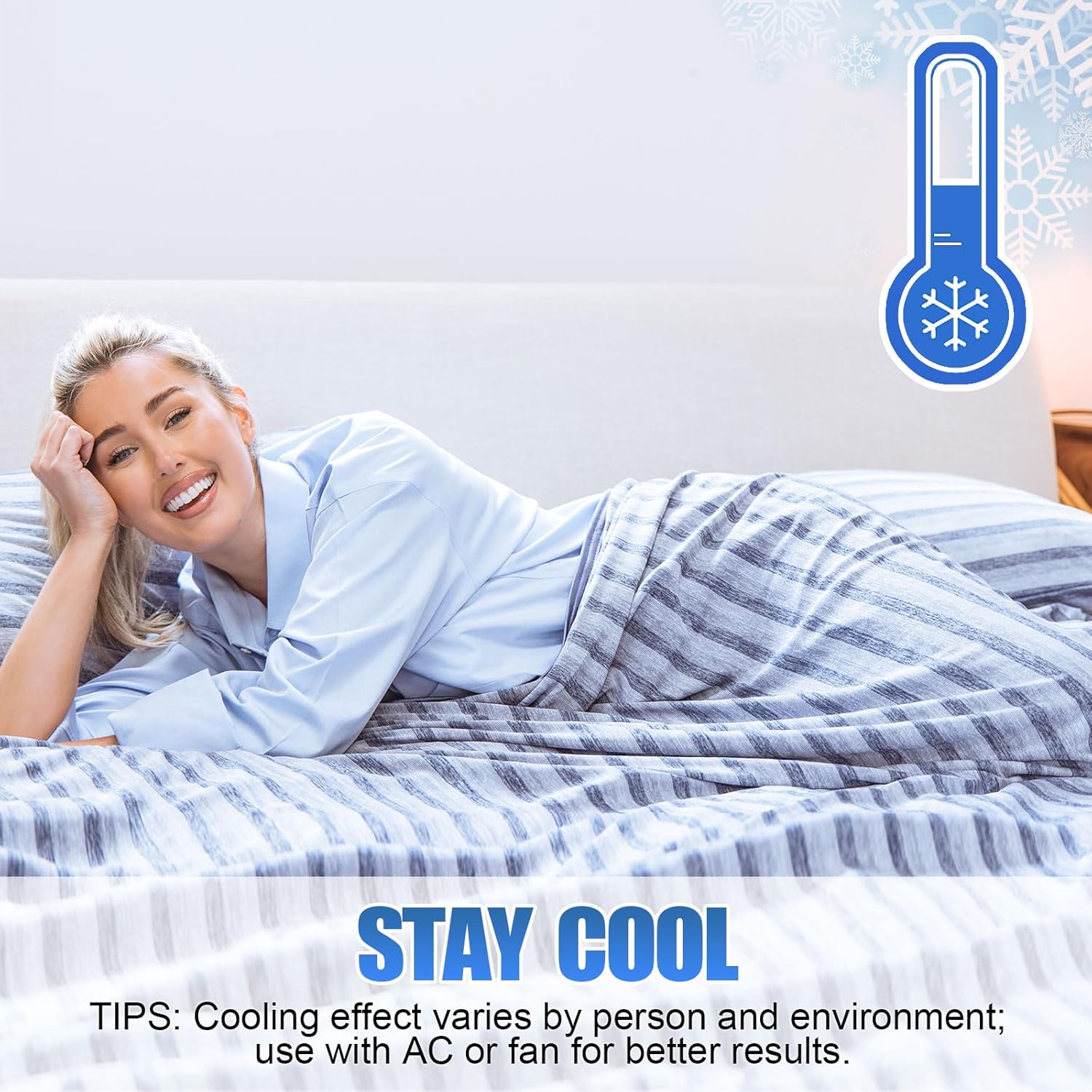 Ailemei Direct Cooling Blanket for Hot Sleepers, Double Sided Cold Effect,King Size Lightweight Breathable Summer Blankets for Bed,Transfer Heat to Keep Body Cool for Night Sweats,108"x90" - Image 4