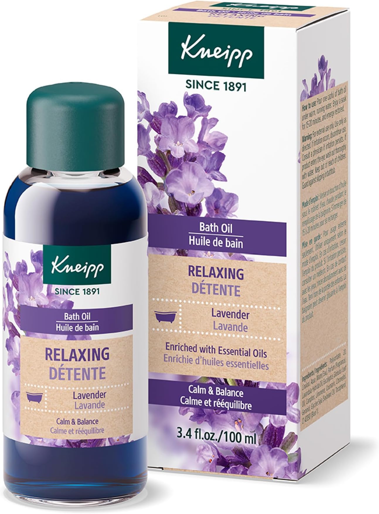 Kneipp Relaxing Lavender Bath Oil - Good for Relaxation Any Time of Day - Vegan - 3.38 fl oz - Up to 10 Baths