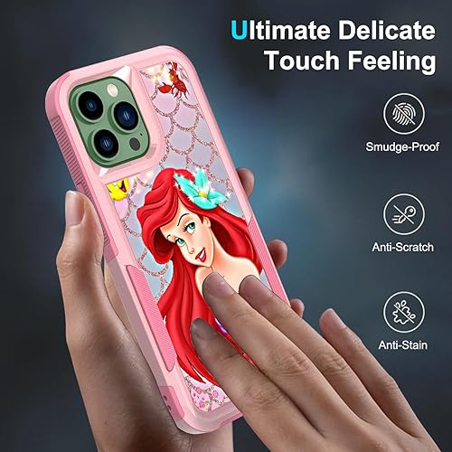 Miniatura 5 de CASE TOWN Funda de teléfono para iPhone 13 Pro, lindo diseño de sirena de doble capa, resistente, a prueba de golpes, funda protectora de silicona