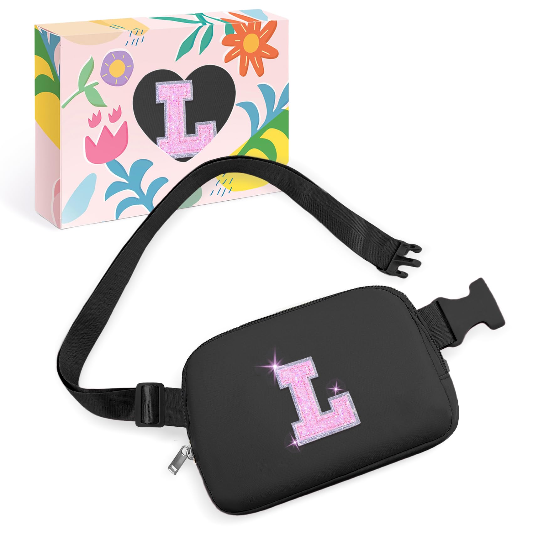 COSHAYSOO Initial Letter Fanny Pack for Girls Personalized Christmas Birthday Gifts for 6 7 8 9 10 11 12 Year Old Teen Girl, Girly Fashion Crossbody