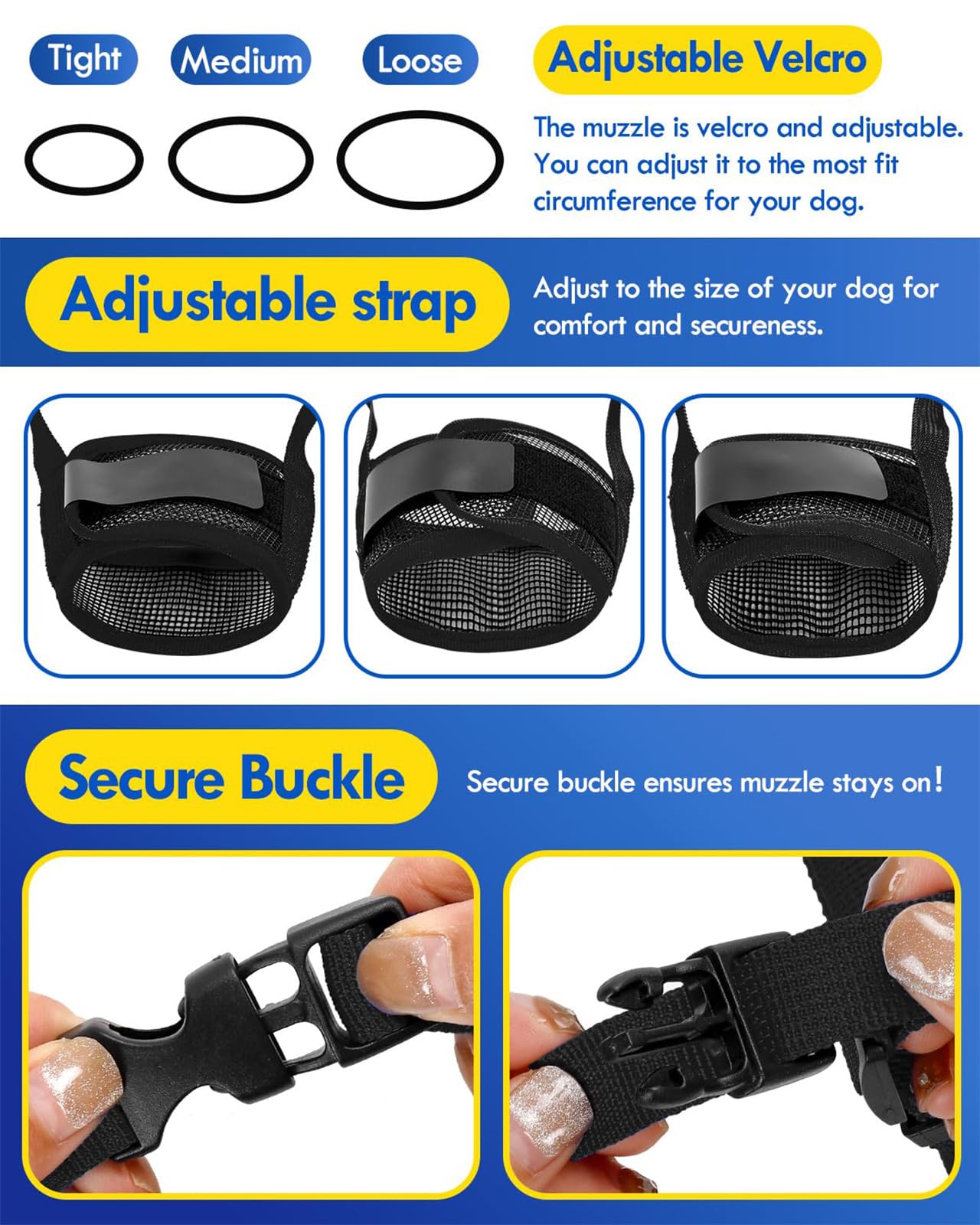 Muselière Chiens, Museliere Anti Aboiement, Espirant Muselière en Réglable pour Chien, Dog Muzzle pour Les Chiens de Taille Grande, Moyenne, XL, Noir