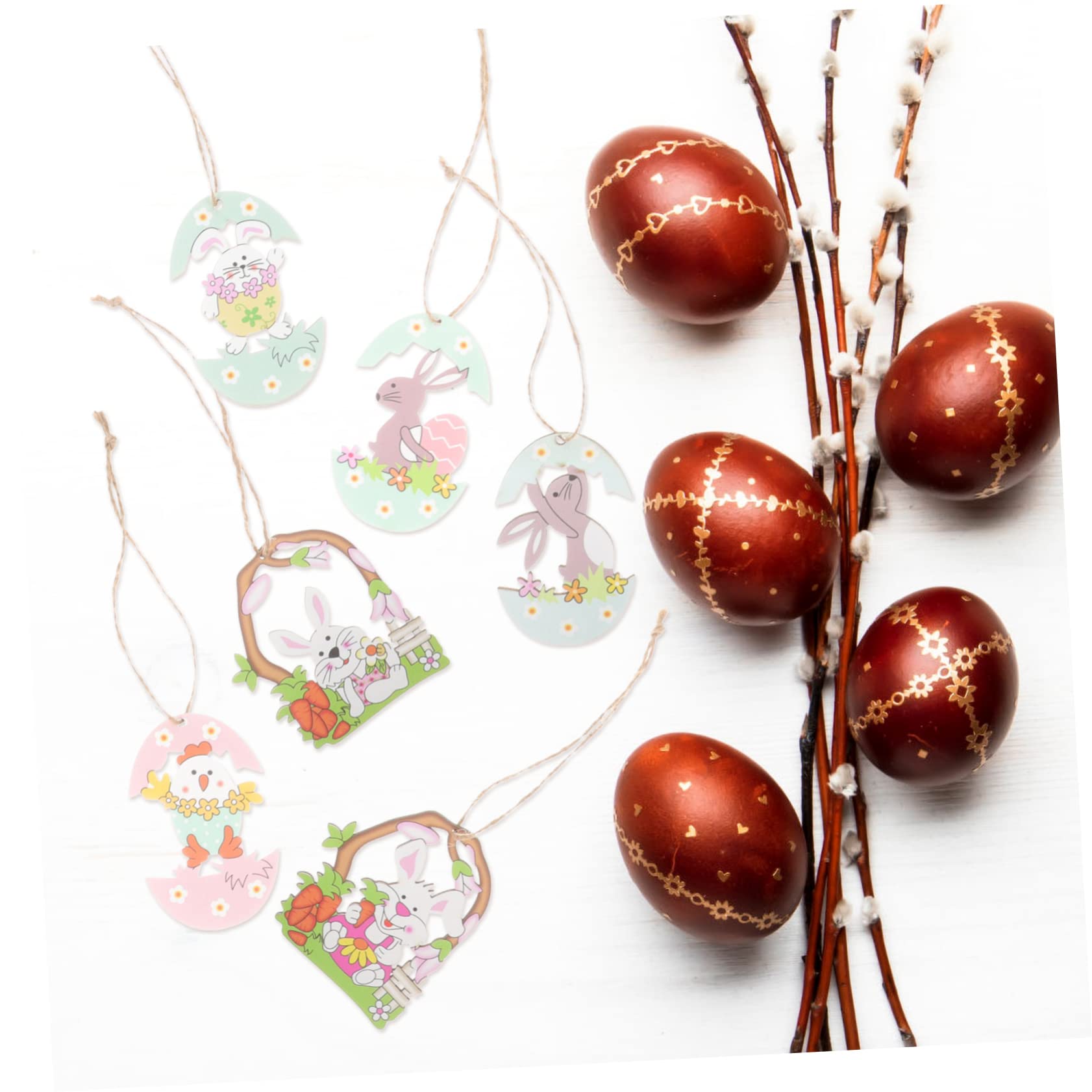 Abaodam 60pezzi Ornamenti Di Legno Forma Di Coniglio Pasquale Decorazioni Appese Per Albero Di Pasqua Accessori Creativi Per Feste e Foto Decorazioni Per La Casa e Compleanni