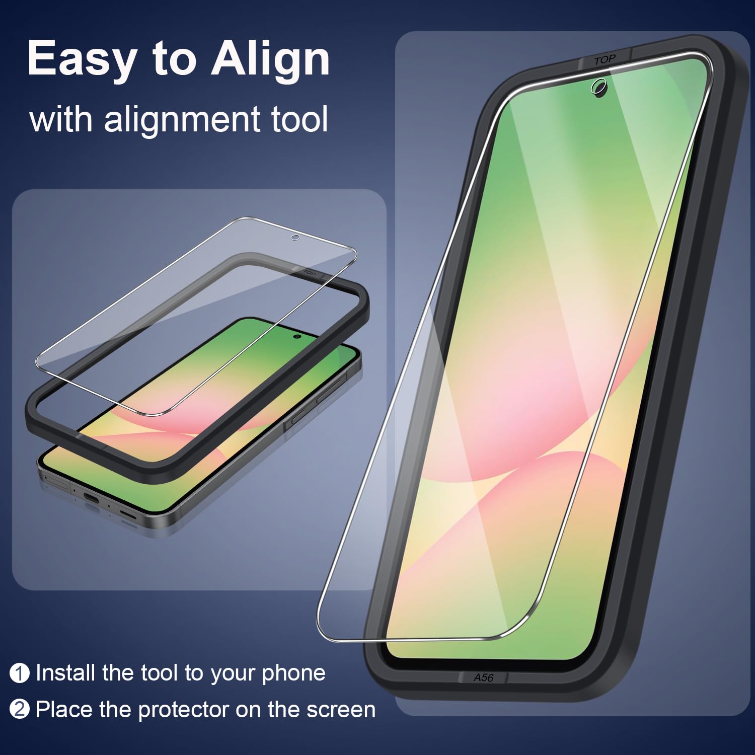 Cover Compatibile con Samsung Galaxy A56 5G, con 1 Pezzo Vetro Temperato Pellicola Protettiva e 1 Pezzo Strumento di Installazione Semplice, Premium Pelle PU Libro Flip Custodia - Rosso