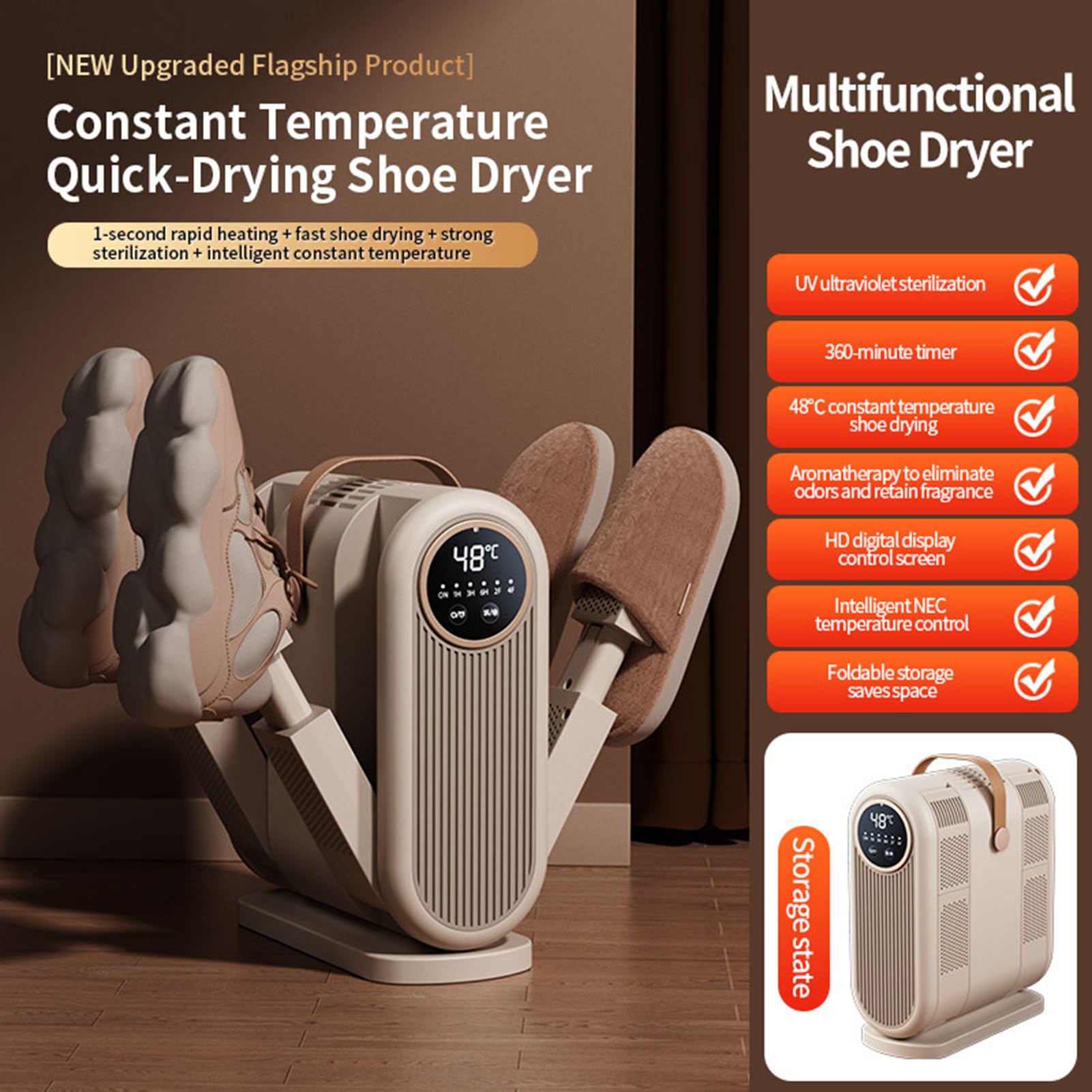 Secador De Zapatos Desodorizante para Secado Rápido con Temporizador | Secador de Zapatos Calentador de Botas para Viaje Esquí Vacaciones Bolsa Lavado Zapatillas Guantes Limpieza
