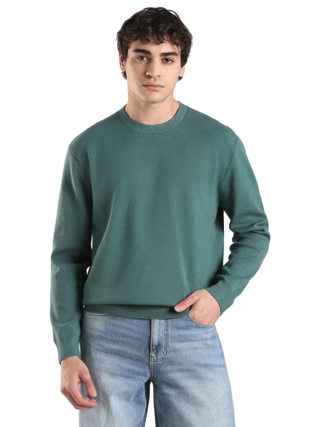 calvin klein jeans Solid Relaxed Fit Viscose Sweater-picture-31